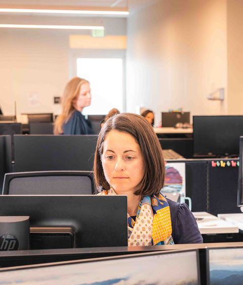 Woman working on a computer